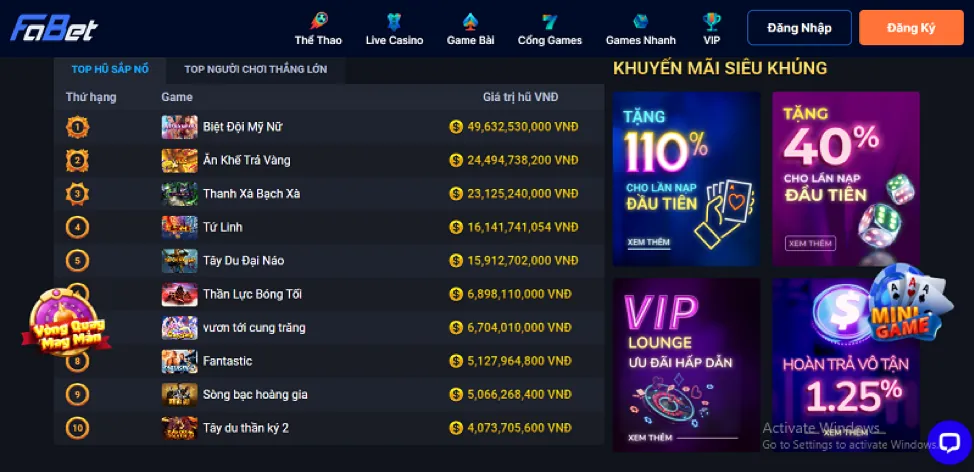 Giao diện game Bắn Cá trên ứng dụng di động win678